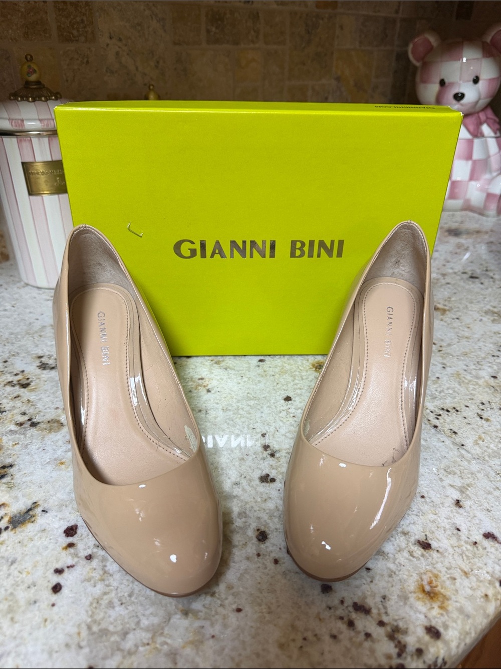 Gianni Bini Patent Nude Round-Toe Pumps